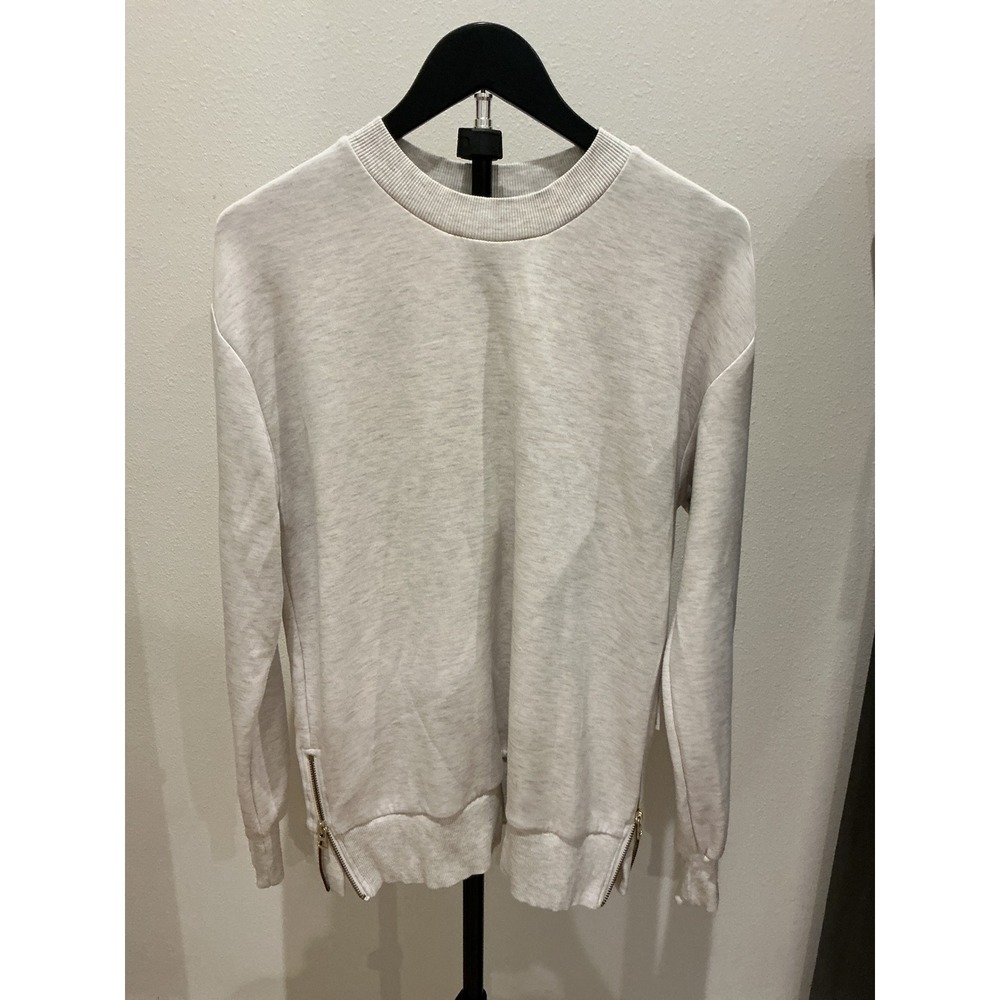 Varley Gabriella Sweatshirt DoubleSoft Grey Marl Gold Side Zip VAR02084 Womens
